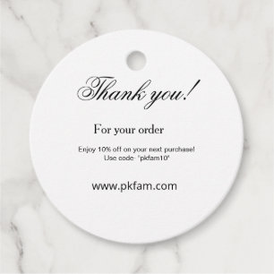 Thank you for purchase pink family business detail favour tags