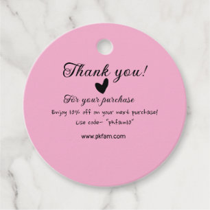 Thank you for purchase pink family business detail favour tags