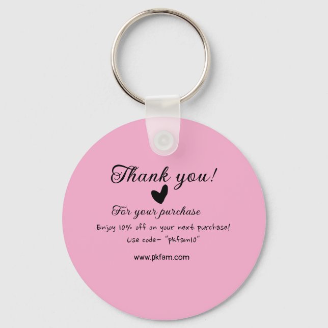 Thank you for purchase pink family business detail key ring (Front)