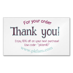 Thank you for purchase pink family business detail magnetic business card