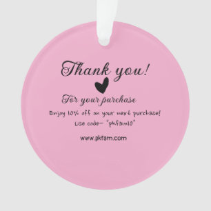 Thank you for purchase pink family business detail ornament