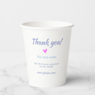 Thank you for purchase pink family business detail paper cups