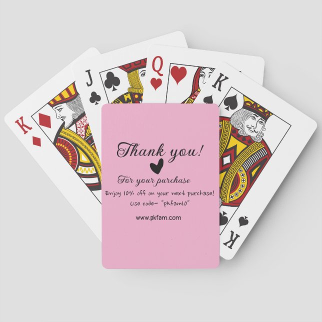 Thank you for purchase pink family business detail playing cards (Back)