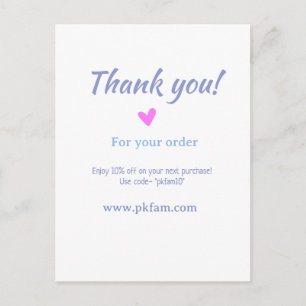 Thank you for purchase pink family business detail postcard