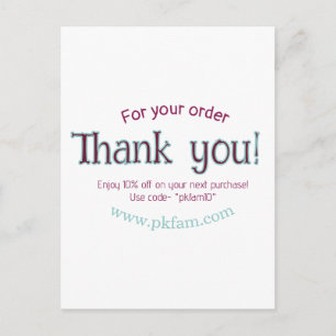Thank you for purchase pink family business detail postcard