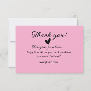 Thank you for purchase pink family business detail RSVP card