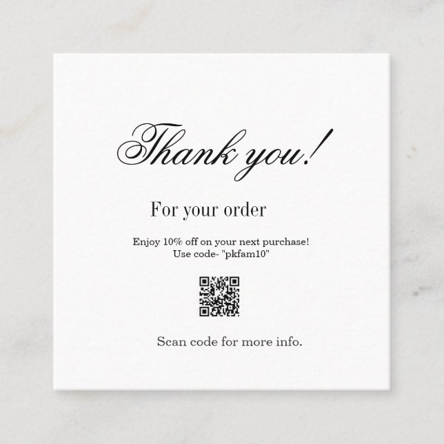 Thank you for purchase pink family business detail square business card (Front)