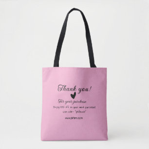 Thank you for purchase pink family business detail tote bag