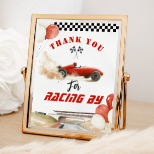 Thank you for racing by red race car Birthday Poster