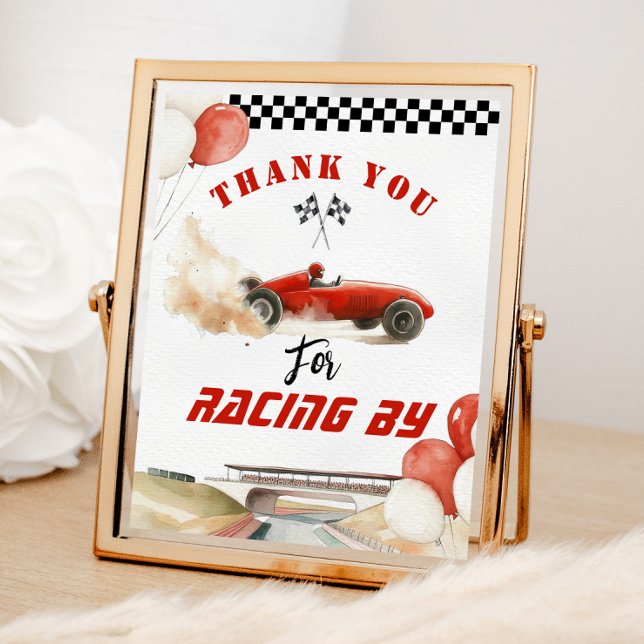Thank you for racing by red race car Birthday Poster (Creator Uploaded)