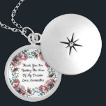 Thank You For Raising The Man Of My Dreams Floral Locket Necklace<br><div class="desc">A beautiful floral locket necklace for the mother of the bride or groom.  Thank you for raising the man of my dreams,   Thank you for raising the women of my dreams.  The text is editable.</div>
