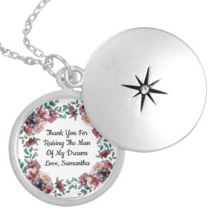 Thank You For Raising The Man Of My Dreams Floral Locket Necklace