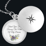 Thank you for raising the man of my dreams gift locket necklace<br><div class="desc">Thank you for raising the man of my dreams saying on a silver locket necklace is the perfect gift to give to your future mother in law or mother in law. She will treasure it.</div>