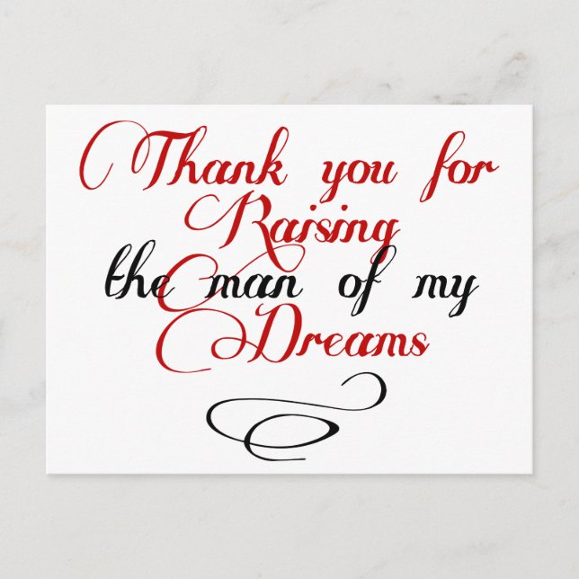 Thank you for raising the man of my dreams postcard (Front)