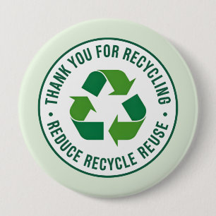 Thank you for Recycling 10 Cm Round Badge