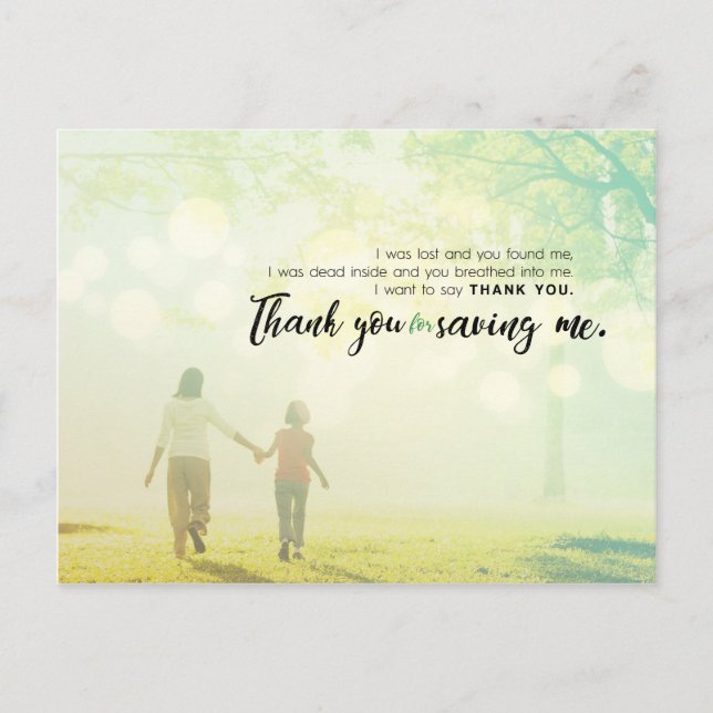 Thank you for saving me postcard (Front)