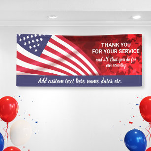 Thank You For Service, Patriotic USA Flag Custom Banner