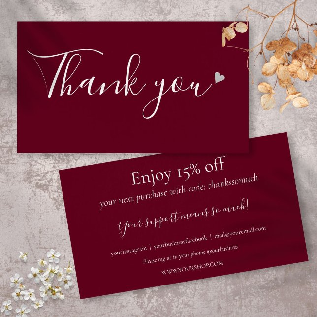 Thank You For Shopping Burgundy Discount Card (Thank You For Shopping Burgundy Discount Card)