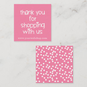 Thank You for Shopping Cute Pink Valentine Webshop Square Business Card