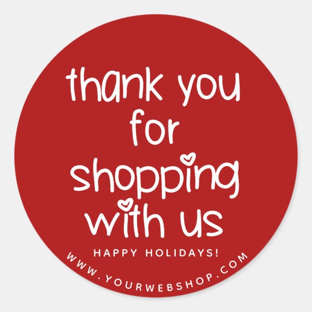 Thank You for Shopping - Red Christmas Business Classic Round Sticker (Front)