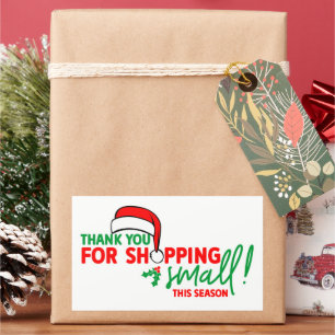 Thank You for Shopping Small Business Holiday Rectangular Sticker