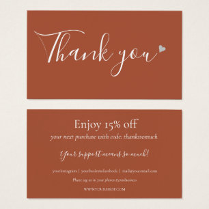 Thank You For Shopping Terracotta Discount Card
