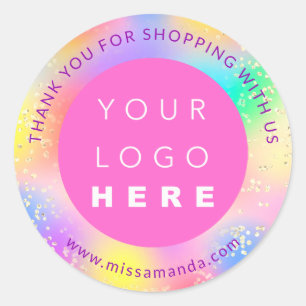 Thank You For Shopping Web Logo Holographic Classic Round Sticker
