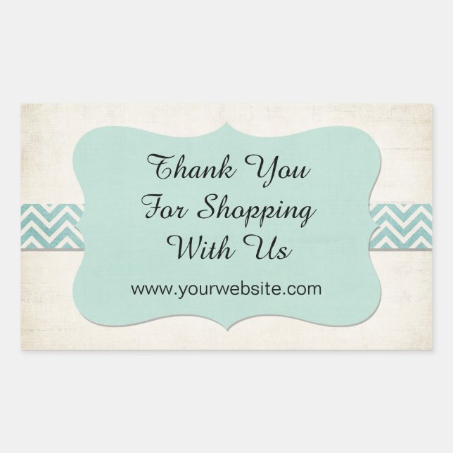 'Thank You for Shopping With Us' Mint Business Rectangular Sticker (Front)