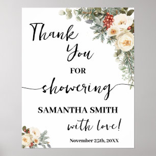 Thank You for Showering Bride Winter Shower Poster