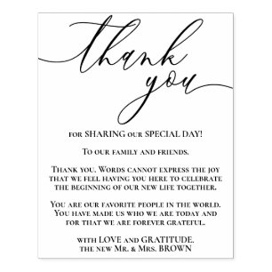 Thank you for special wedding day rubber stamp