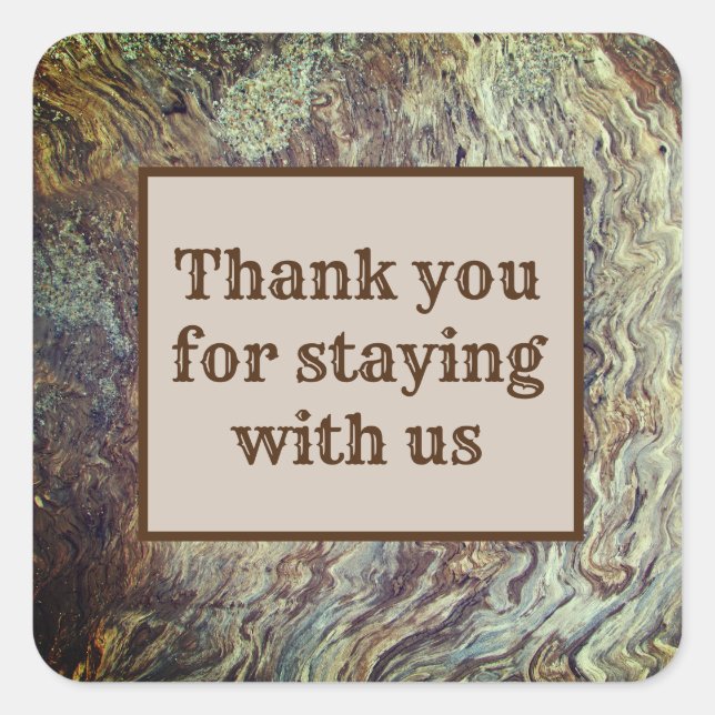Thank You for Staying Abstract Stripe House Guest Square Sticker (Front)