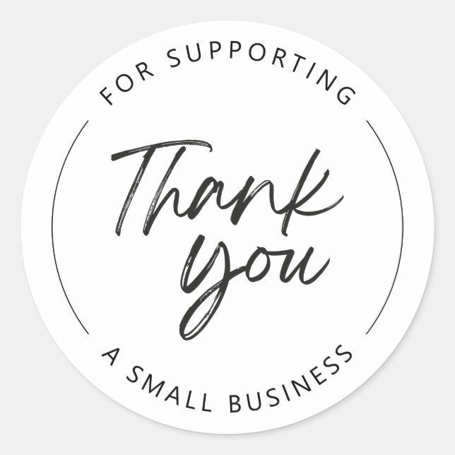 Thank you for supporting a small Business" elegant Classic Round Sticker (Front)