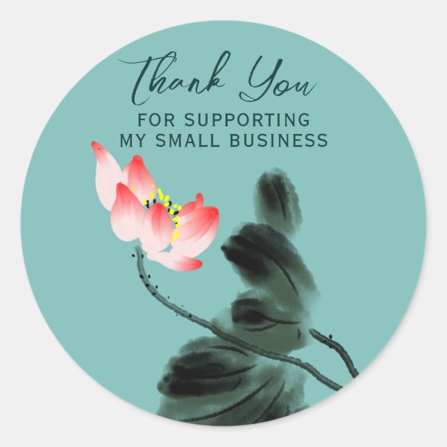 Thank You For Supporting Business Floral Classic Round Sticker (Front)