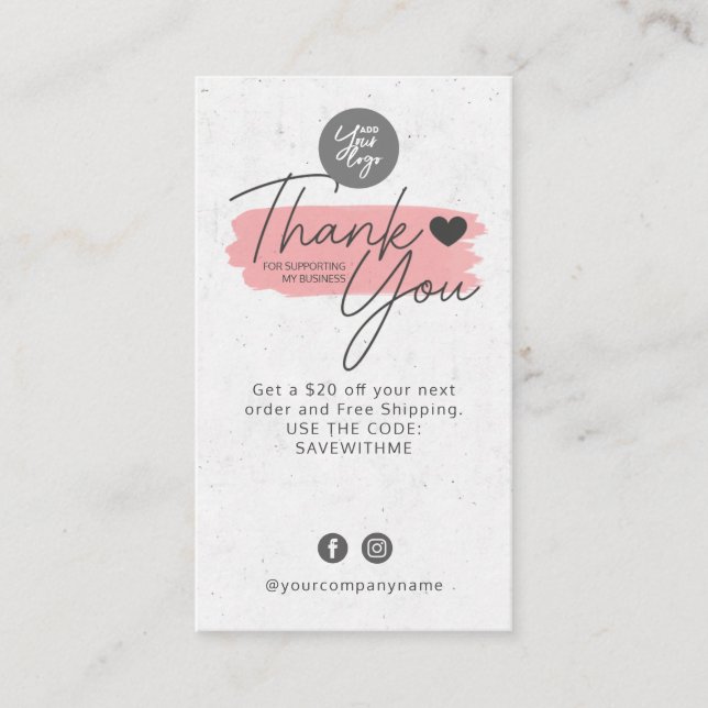 Thank You for supporting my business Card (Front)
