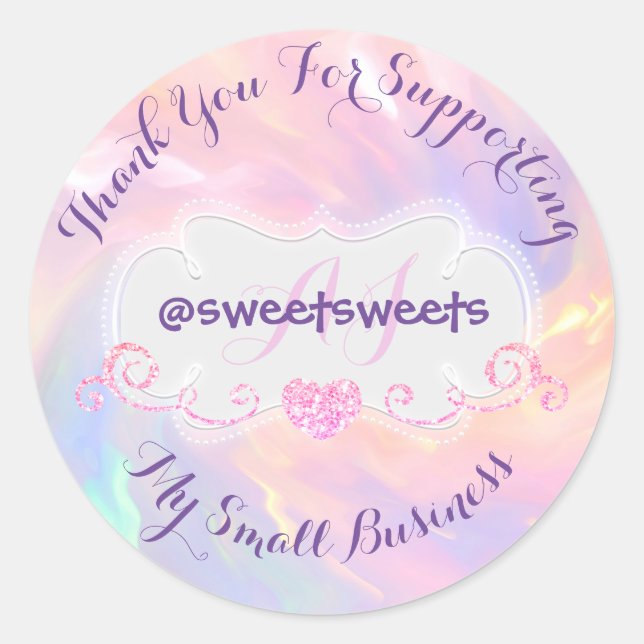 Thank You For Supporting My Small Business Hearts Classic Round Sticker (Front)