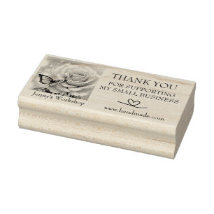 Thank You For Supporting My Small Business Rose Rubber Stamp