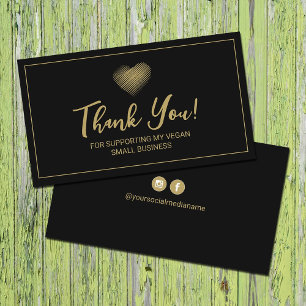 Thank You For Supporting My Vegan Small Business  Card