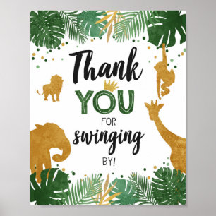 Thank You For Swinging By Safari Animals Birthday Poster