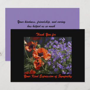 Thank You for Sympathy, Orange Flowers Poppies Card