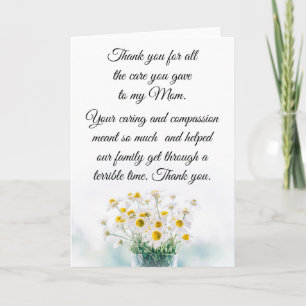 Thank You for Taking care of my Mum Nurse Card