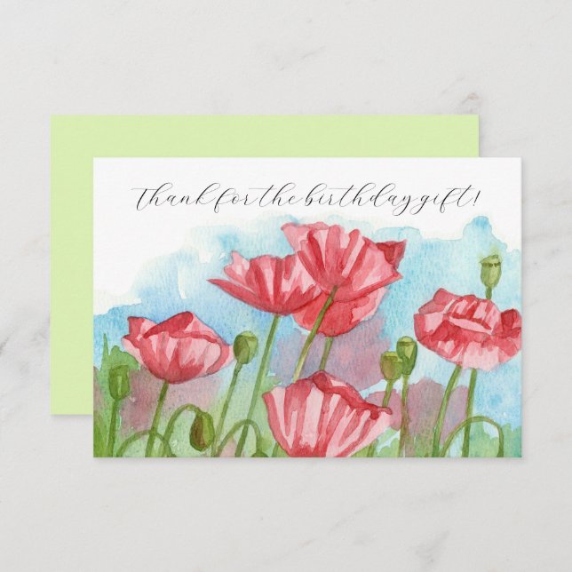 Thank You For The Birthday Gift Poppies (Front/Back)