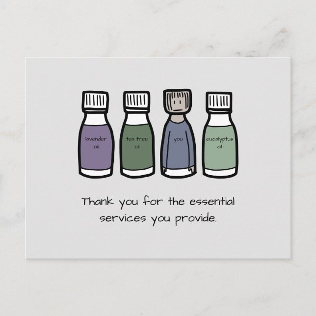 "Thank you for the essential services you provide" Postcard (Front)