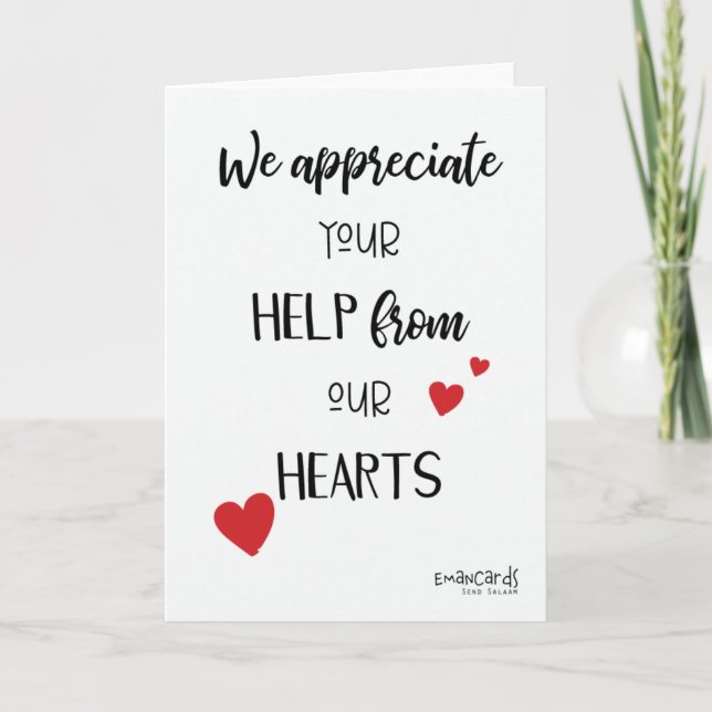 Thank You for Volunteering with Hearts Card (Front)