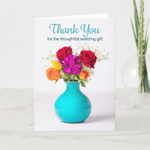 Thank You For Wedding Gift Pretty Flowers Holiday Card