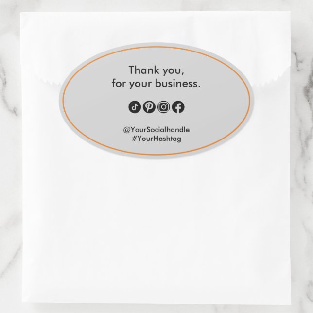 Thank You For Your Business Connect & Follow Oval Sticker (Bag)