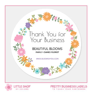 Thank You for Your Business Floral Classic Round Sticker