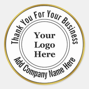 Thank You for Your Business Gold White Your Logo Classic Round Sticker
