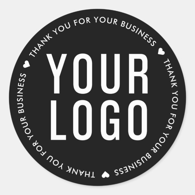 Thank You For Your Business Logo Custom Black Classic Round Sticker (Front)
