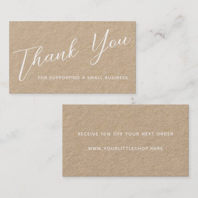 Thank You For Your Business Modern Script Kraft Card (Front/Back)