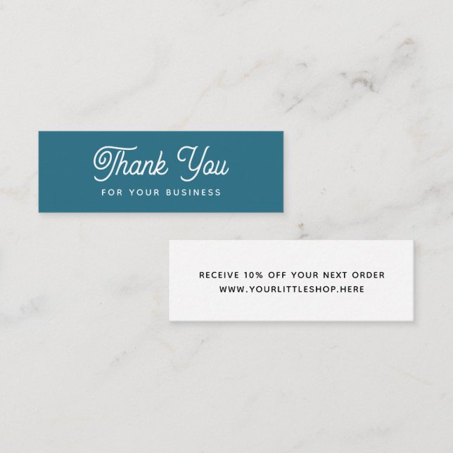 Thank You For Your Business Modern Teal Discount  Mini Business Card (Front/Back)
